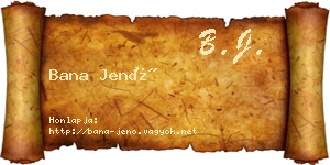 Bana Jenő névjegykártya